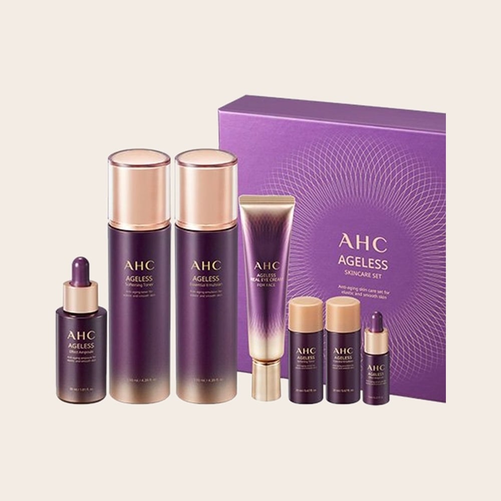 Ageless Skincare Set tónico 130 ml + loción 130 ml + contorno 30 ml + serum 30 ml de AHC